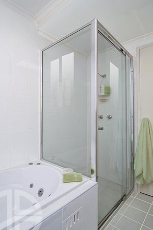 Semi frameless shower screen, pivot door system